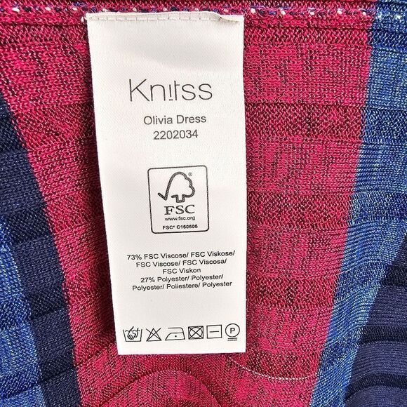 Knitss Olivia Dress Polo Neck Striped Knit Midi Dress - Size M - Picture 9 of 10